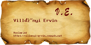 Villányi Ervin névjegykártya